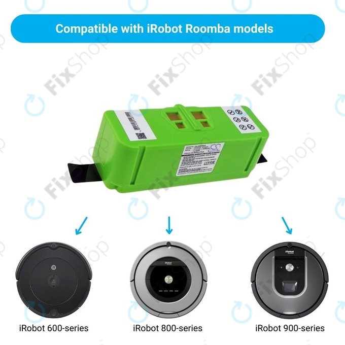 iRobot Roomba 600, 800, 900-series - Akku Batterie 4502233, 4374392, 2130LI Li-Ion 14.4V 5200mAh HQ