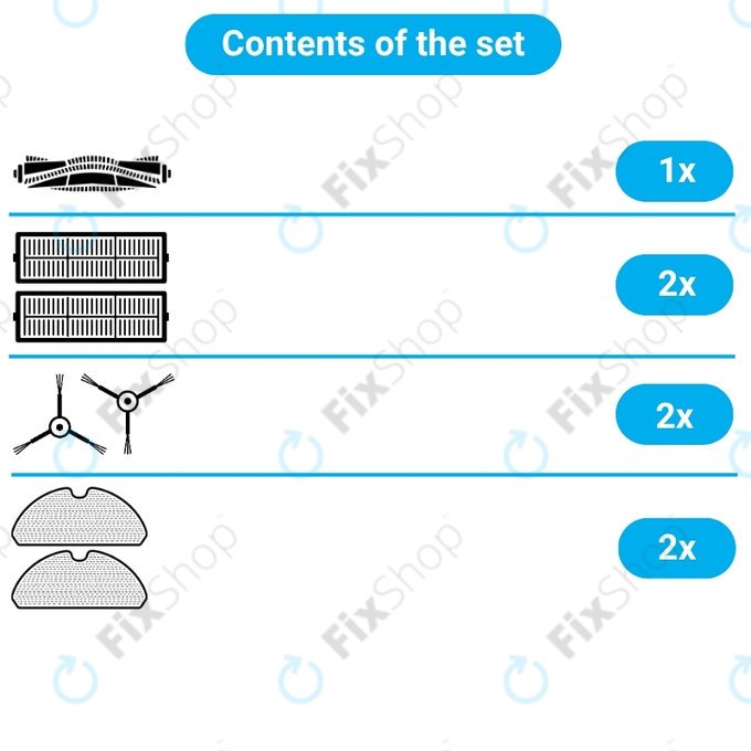 Ersatzteilset für Xiaomi Mi Robot Vacuum Mop 2 Pro, 2 Lite (1x Hauptbürste, 2x Filter, 2x Seitenbürste, 2x Wischtuch)