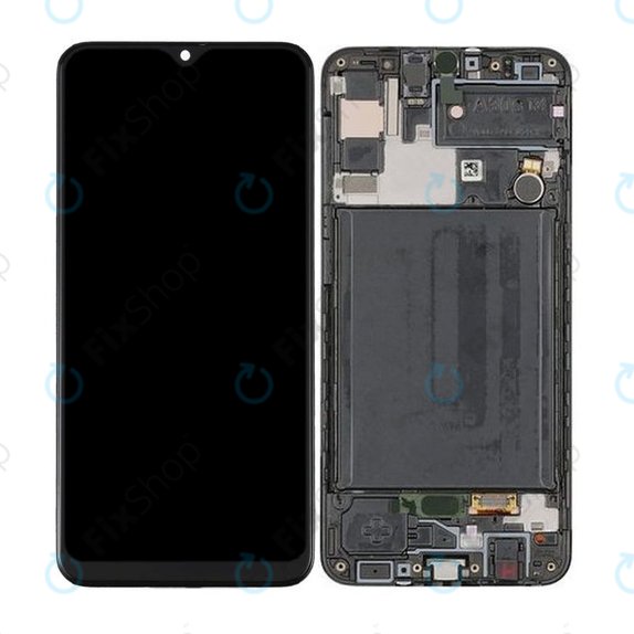 Samsung Galaxy A30s A307F - LCD Display + Touchscreen Front Glas + Rahmen (Prism Crush Black) OLED