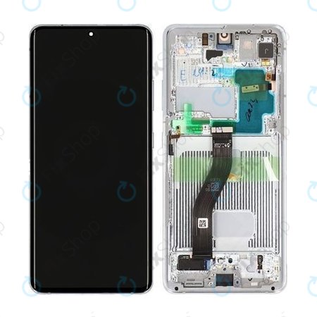 Samsung Galaxy S21 Ultra G998B - LCD Display + Touchscreen Front Glas + Rahmen (Phantom Silver) - GH82-24589B, GH82-26035B, GH82-26036B Genuine Service Pack