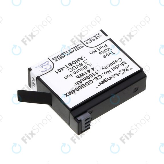 Akku batterie für GoPro Hero 4, 1160mAh, Li-Ion, 3.8V, AHDBT-401, HQ