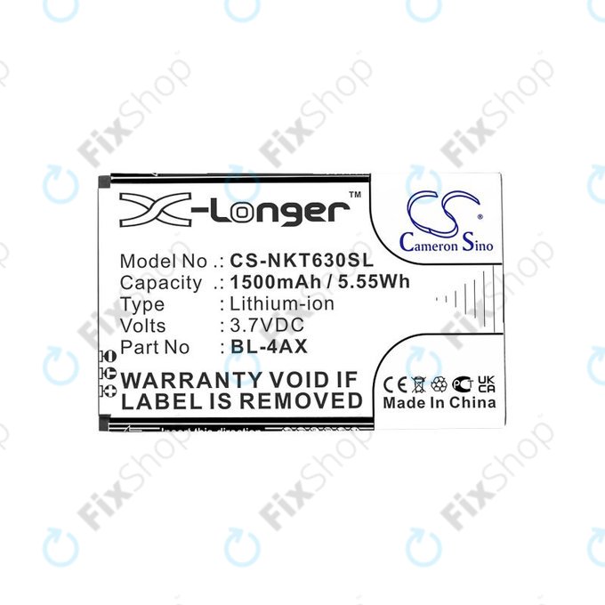 Akku batterie für Nokia 6300 4G, Nokia 8000 4G, 1500mAh, Li-Ion, 3.7V, BL-4AX, HQ