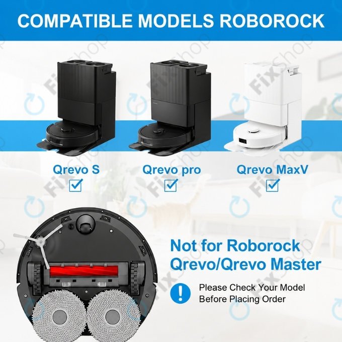 Ersatzteilset für Roborock Qrevo MaxV, Pro, S (2x Hauptbürste, 4x Filter, 4x Seitenbürste, 8x Wischtuch, 4x Staubbeutel)