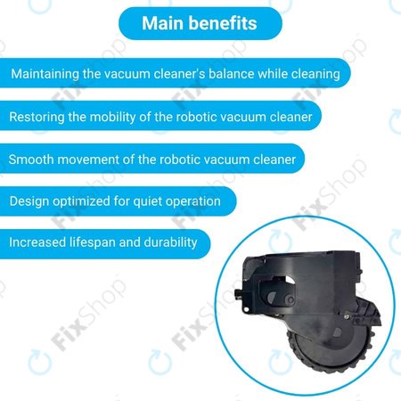 Xiaomi Dreame F9, Mi Robot Vacuum Mop (Mijia 1C), 2 Pro+ (Mijia 1T) - Rad mit Motor (Rechts) (Schwarz)