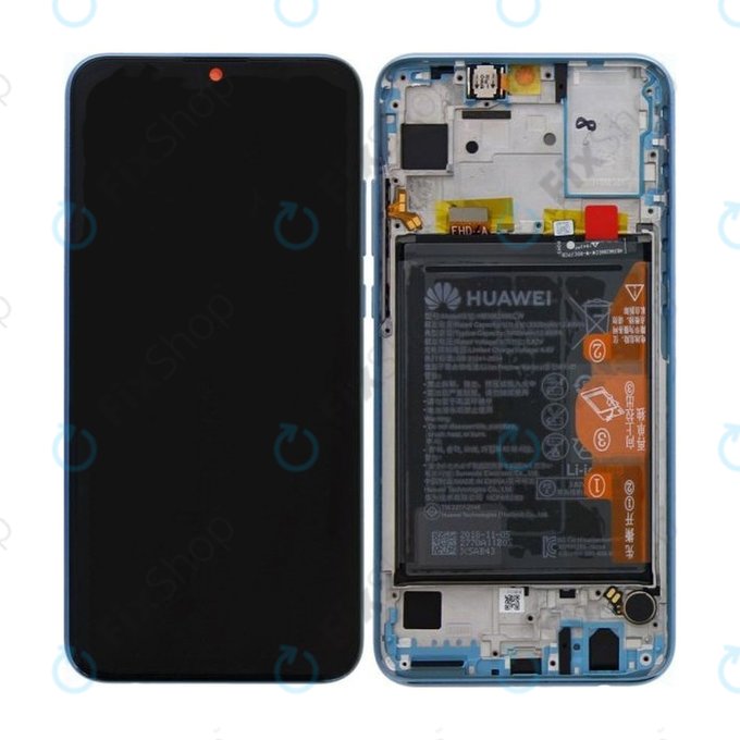 Huawei Honor 10 Lite - LCD Display + Touchscreen Front Glas + Rahmen + Akku Batterie (Sky Blue) - 02352HGU Genuine Service Pack