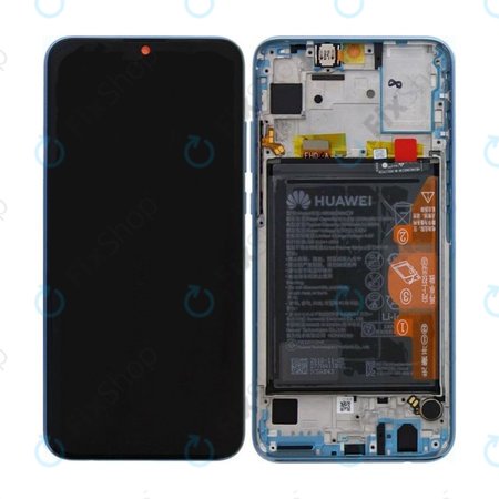 Huawei Honor 10 Lite - LCD Display + Touchscreen Front Glas + Rahmen + Akku Batterie (Sky Blue) - 02352HGU Genuine Service Pack