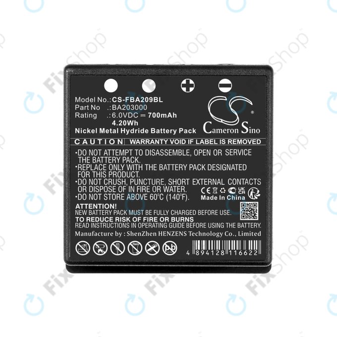 Batterie für HBC Radiomatic Eco, 700mAh, Ni-MH, 6V, BA209060, HQ