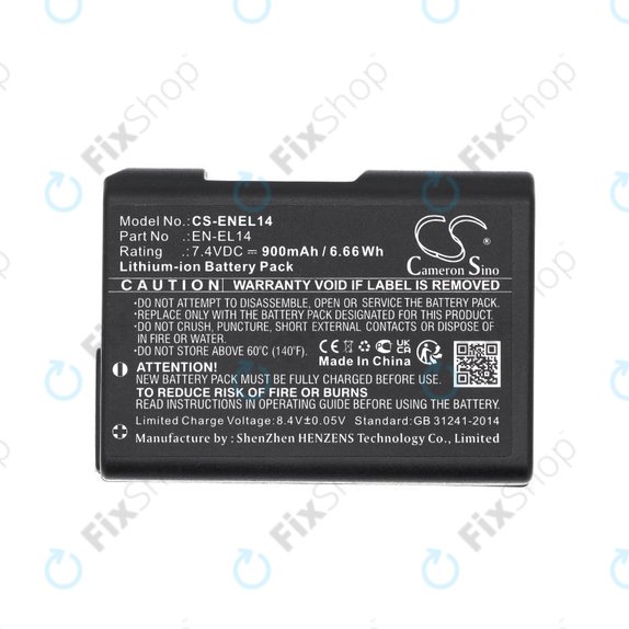 Akku batterie für Nikon D3100 DSLR, 900mAh, Li-Ion, 7.4V, EN-EL14, HQ