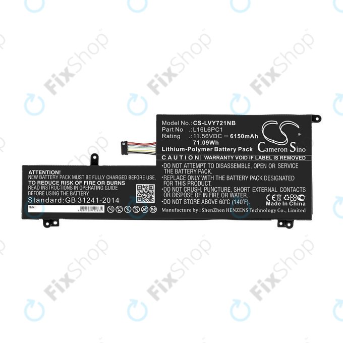 Batterie für Lenovo Yoga 720-15, 6150mAh, Li-Pol, 11.56V, L16L6PC1, HQ