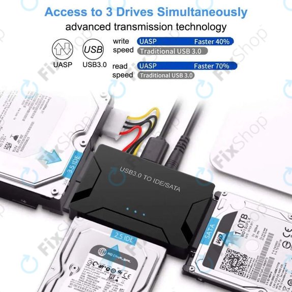 USB 3.0 auf SATA / IDE Adapter für 2.5" und 3.5" HDD/SSD und optische Laufwerke