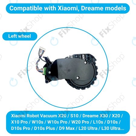 Xiaomi Robot Vacuum X20, S10, Dreame X30, X20, X10 Pro - Rad mit Motor (Links) (Schwarz)
