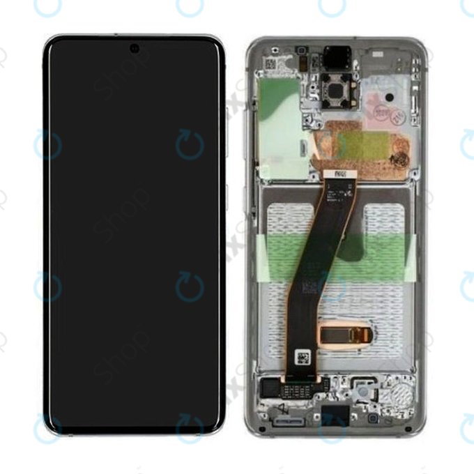 Samsung Galaxy S20 G980F - LCD Display + Touchscreen Front Glas + Rahmen (Cloud White) - GH82-22123B, GH82-22131B Genuine Service Pack