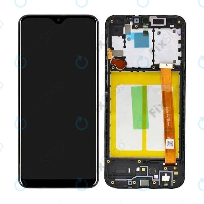 Samsung Galaxy A20e A202F - LCD Display + Touchscreen Front Glas + Rahmen (Black) - GH82-20229A, GH82-20186A Genuine Service Pack