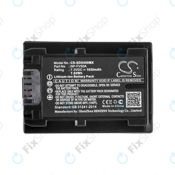 Batterie für Sony FDR-AX33, 40, 45, 53, 60, 700, P33, HDR-CX450, 625, 1030mAh, Li-Ion, 7.3V, NP-FV50A, HQ