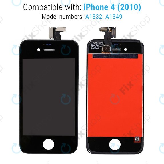 Display für iPhone 4, Black, Touchscreen-Glas mit Rahmen