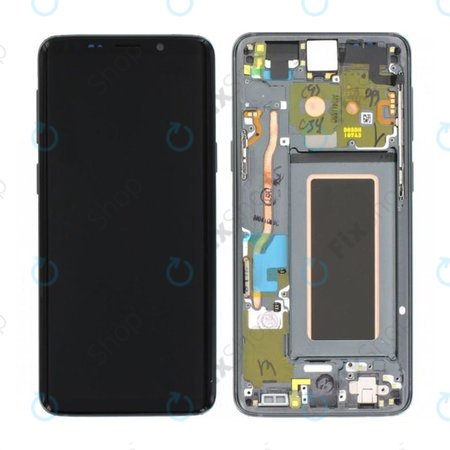 Samsung Galaxy S9 G960F - LCD Display + Touchscreen Front Glas + Rahmen (Titanium Gray) - GH97-21696C, GH97-21697C Genuine Service Pack