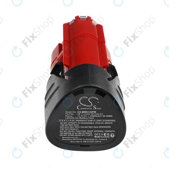 Akku batterie für Milwaukee M12 Redlithium XC 4.0, M12 B3 XC, M12 B4 XC, 2000mAh, Li-Ion, 12V, -, HQ