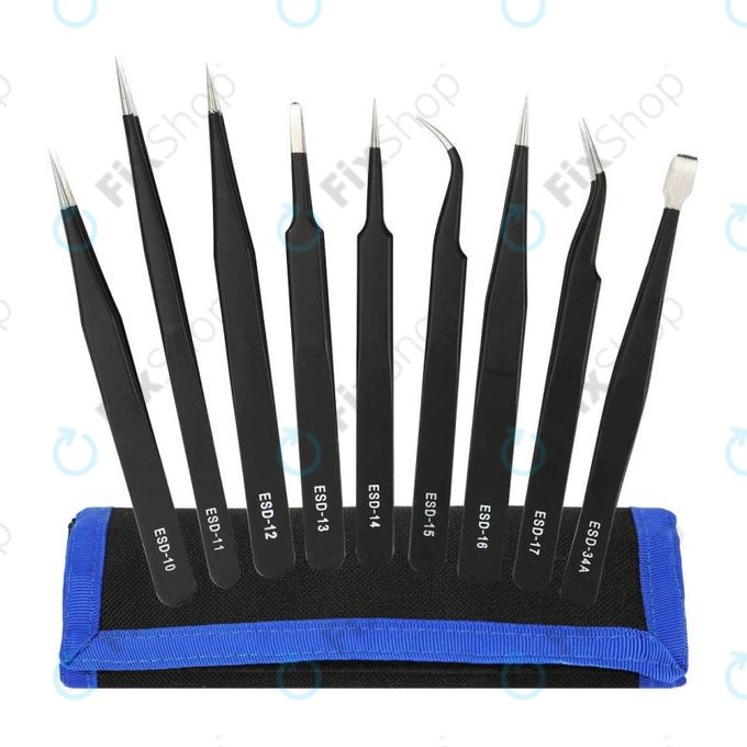 ESD Antistatik-Edelstahl-Pinzetten-Set 9in1