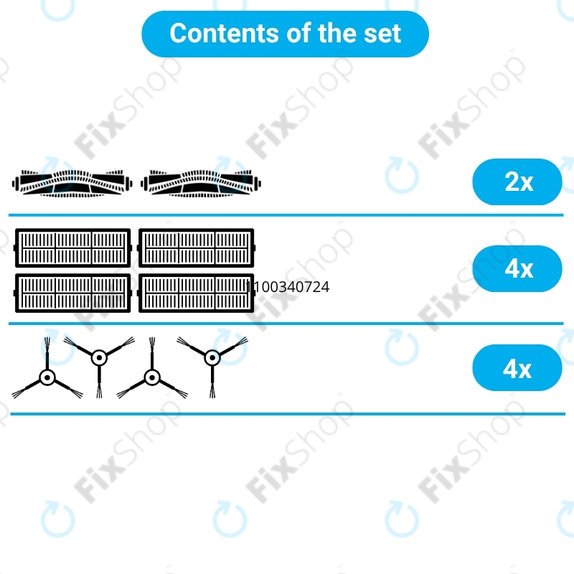 Ersatzteilset für Roborock G20s Ultra, Saros 10R, 20 (2x Hauptbürste, 4x Filter, 4x Seitenbürste)