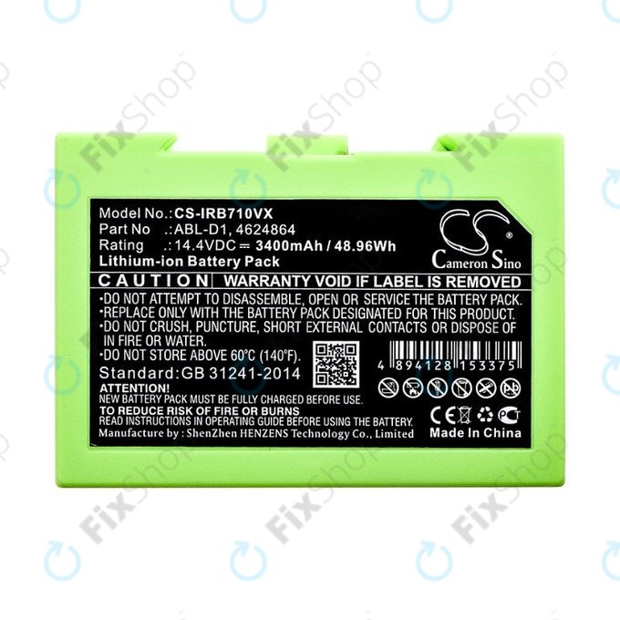 iRobot Roomba e-series, i-series - Akku Batterie ABL-D1, 4624864, ABL-D2 Li-Ion 14.4V 3400mAh HQ