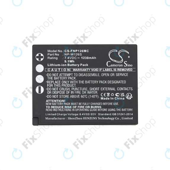 Batterie für Fujifilm Finepix Hs30, X-T30, 1230mAh, Li-Ion, 7.4V, NP-W126S, HQ
