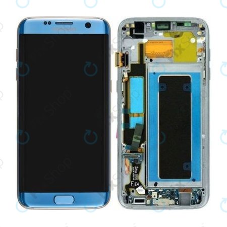 Samsung Galaxy S7 Edge G935F - LCD Display + Touchscreen Front Glas + Rahmen (Coral Blue) - GH97-18533G, GH97-18594G, GH97-18767G Genuine Service Pack