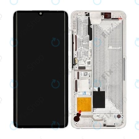 Xiaomi Mi Note 10, Mi Note 10 Pro - LCD Display + Touchscreen Front Glas + Rahmen (Glacier White) - 56000200F400 Genuine Service Pack