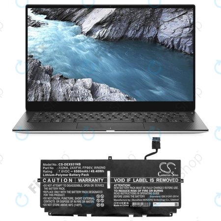 Akku batterie für Dell XPS 13 9300, 9380, 9310, 6500mAh, Li-Pol, 7.6V, 2XXFW, HQ