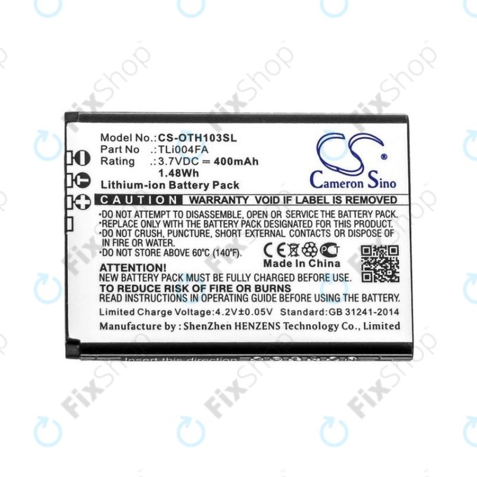 Akku batterie für Alcatel OneTouch 1013, 1035D, 1046D, 400mAh, Li-Ion, 3.7V, TLi004FA, HQ