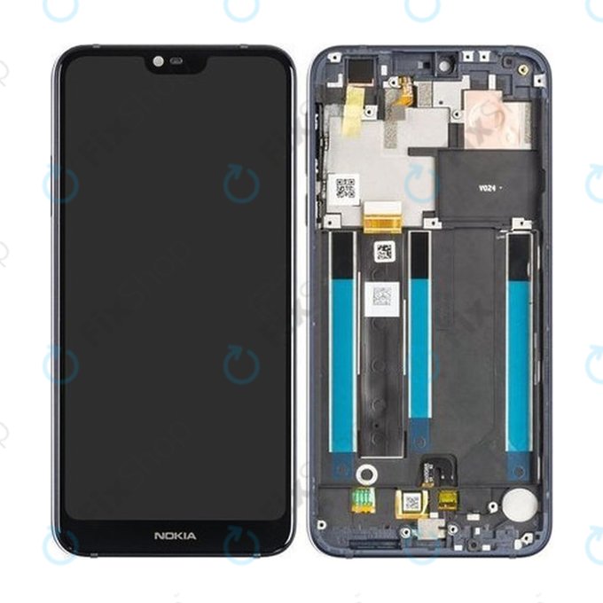 Nokia 7.1 - LCD Display + Touchscreen Front Glas + Rahmen (Gloss Midnight Blue) - 20CTLLW0001 Genuine Service Pack