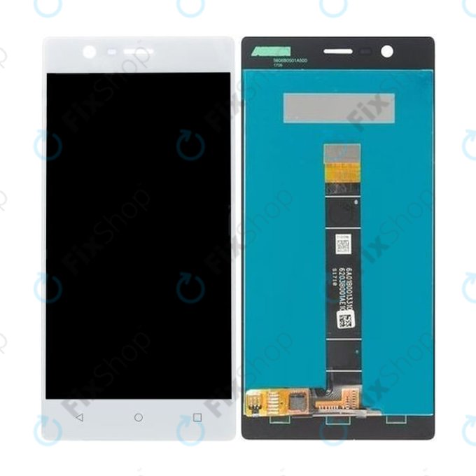 Nokia 3 - LCD Display + Touchscreen Front Glas (White) TFT
