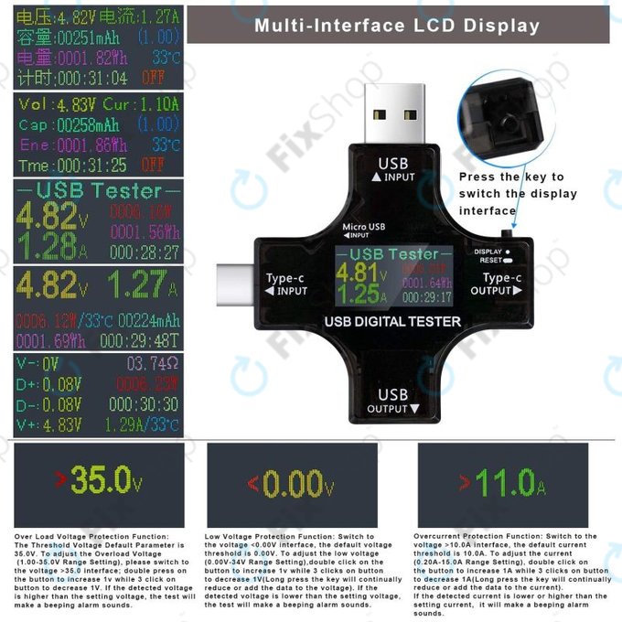 Eversame 2in1 - USB-Tester und Multimeter (USB-C und USB 3.0)