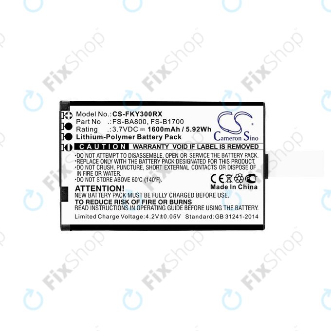 Akku batterie für Flysky FA605, FS-GT2B, FS-I10, 1600mAh, Li-Pol, 3.7V, FS-BA800, HQ