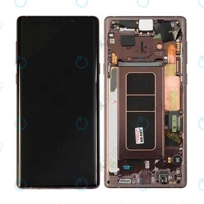 Samsung Galaxy Note 9 N960U - LCD Display + Touchscreen Front Glas + Rahmen (Metallic Copper) - GH97-22269D, GH97-23737D, GH97-22270D Genuine Service Pack