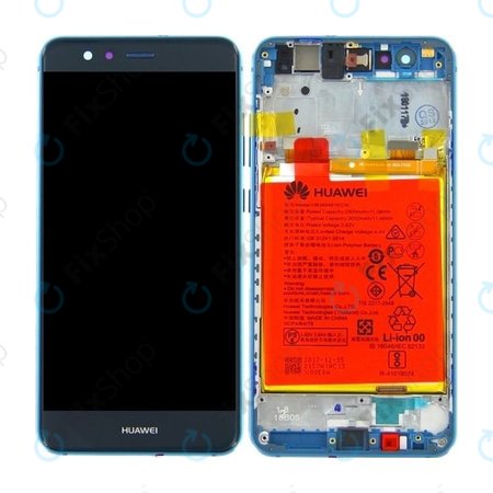 Huawei P10 Lite - LCD Display + Touchscreen Front Glas + Rahmen + Akku Batterie (Sapphire Blue) - 02351FSL Genuine Service Pack