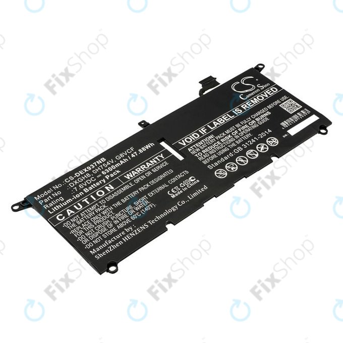 Akku batterie für Dell XPS 13 9370, 6300mAh, Li-Ion, 7.6V, DXGH8, HQ