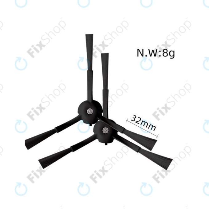 Ersatzteilset für Xiaomi Roborock S8, S8+, S8 Pro Ultra (1 Paar Hauptbürsten, 2x Filter, 2x Seitenbürste – schwarz)