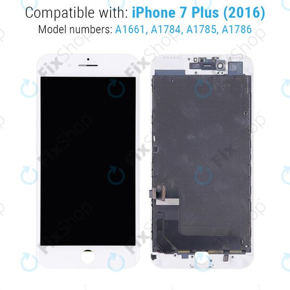 Display für iPhone 7 Plus, White, Touchscreen-Glas mit Rahmen, Refurbished