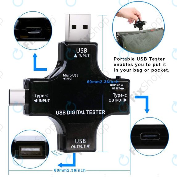 Eversame 2in1 - USB-Tester und Multimeter (USB-C und USB 3.0)