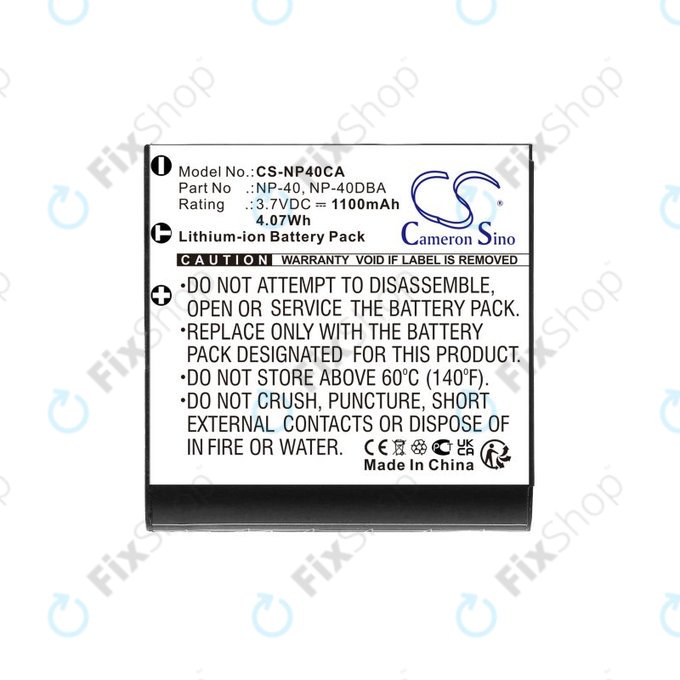 Akku batterie für Casio Exilim Ex-FC100, 1100mAh, Li-Ion, 3.7V, NP-40, HQ