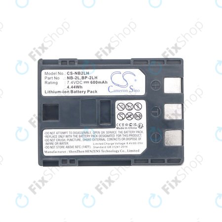 Akku batterie für Canon EOS 350D, 400D, PowerShot S30, S60, S80, 600mAh, Li-Ion, 7.4V, NB-2LH, HQ
