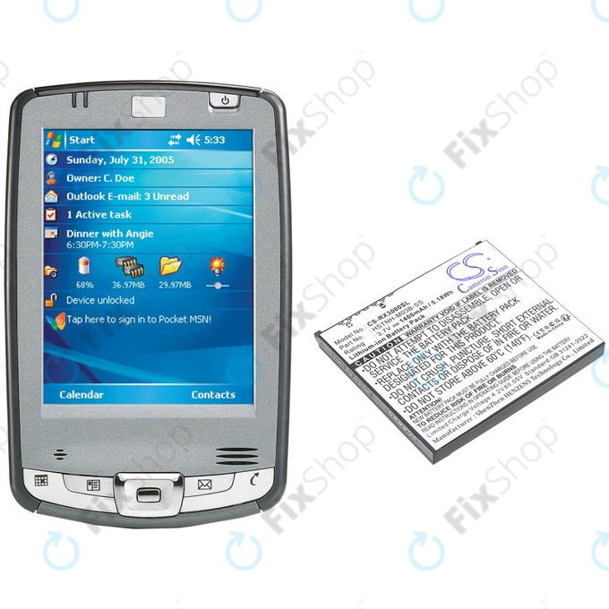 Batterie für HP Compaq iPAQ rx3000, rx3115, rx3700, hx2110, hx2790, 1400mAh, Li-Ion, 3.7V, HSTNH-M03B-SS, HQ