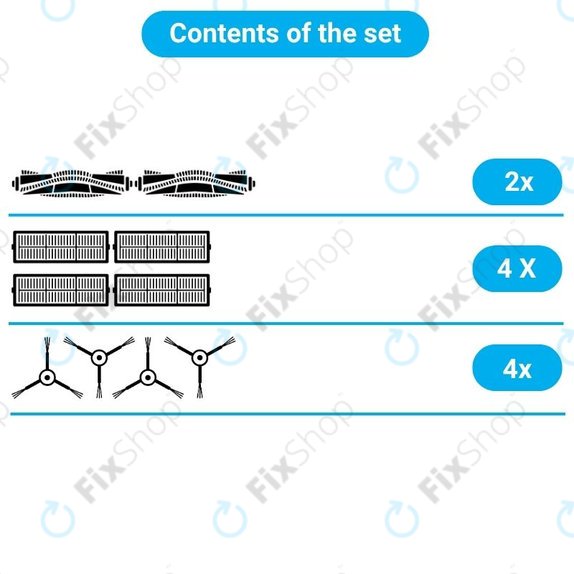 Ersatzteilset für Xiaomi Dreame Bot L10 Pro, D9, D9 Pro, D9 Max, Trouver LDS (2x Hauptbürsten, 4x Filter, 4x Seitenbürsten)