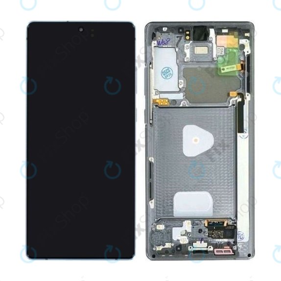 Samsung Galaxy Note 20 N980B - LCD Display + Touchscreen Front Glas + Rahmen (Mystic Gray) - GH82-23495A, GH82-23733A Genuine Service Pack