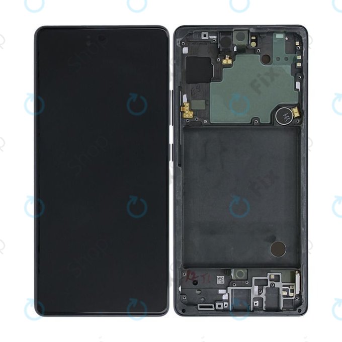 Samsung Galaxy A71 5G A716B - LCD Display + Touchscreen Front Glas + Rahmen (Prism Cube Black) - GH82-22804A Genuine Service Pack