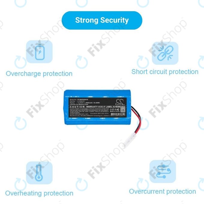 Xiaomi Essential (Mijia G1), Flyco FC-series, myVacBot SN500, Panasonic MC-series, Phicomm X3, Puppy R-series - Akku Batterie Li-026418 Li-Ion 14.8V 2600mAh HQ