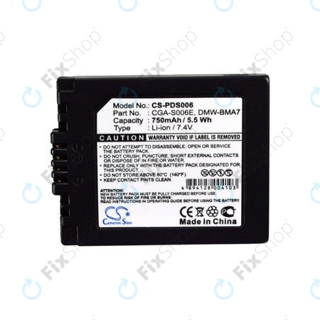 Panasonic Lumix DMC-FZ7, FZ8, FZ18, FZ28, FZ30, FZ35, FZ38, FZ50, Leica V-Lux 1 - Akku Batterie DMW-BMA7 Li-Ion 750mAh HQ
