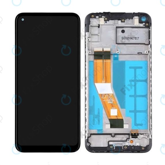 Samsung Galaxy A11 A115F - LCD Display + Touchscreen Front Glas + Rahmen (Black) - GH81-18760A Genuine Service Pack