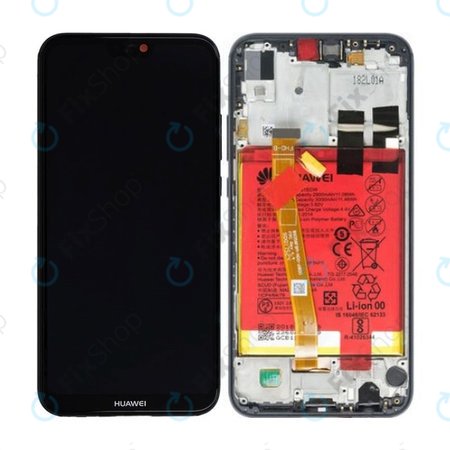 Huawei P20 Lite - LCD Display + Touchscreen front Glas + Rahmen + Akku Batterie (Schwarz) - 02351XTY, 02351VPR
