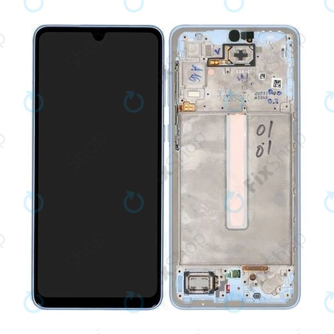 Samsung Galaxy A33 5G A336B - LCD Display + Touch Screen + Frame (Awesome Blue) - GH82-28143C, GH82-28144C Genuine Service Pack